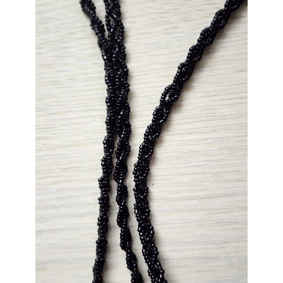 PURSE-HANDBAG-BIJOUX TERNER-Black-Beaded-Beaded Strap-Snap Closure-Clutch - Picture 11 of 15